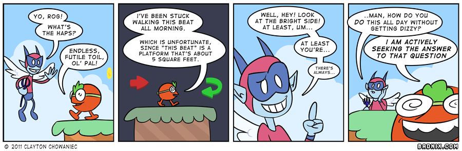 luckily, standing on a platform with no perceptible bottom makes vomiting-over-the-side a clean and easy affair