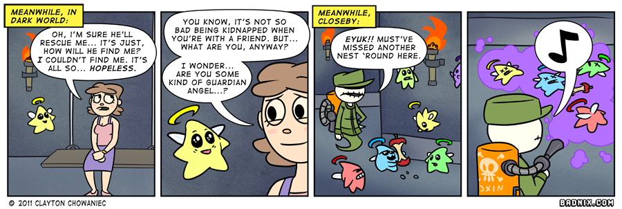 it's a good thing he got them in time! when those things exit their larval stage they start to follow you around everywhere shouting stuff like HEY LISTEN all the time