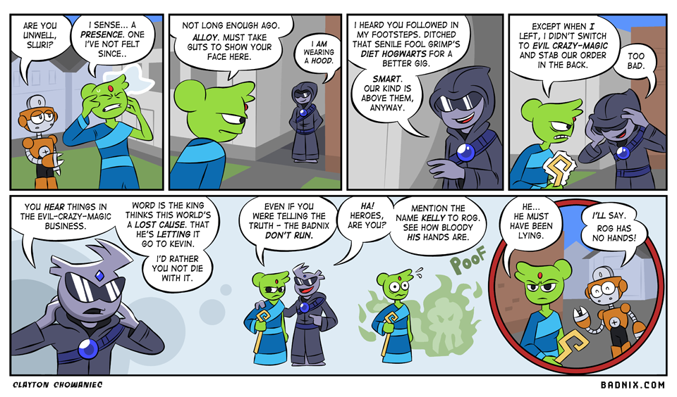 and what kind of jerk wears sunglasses under a hooded robe anyway